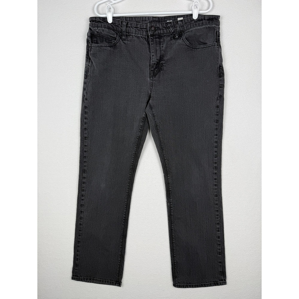 Volcom Solver Modern Straight Jeans Mens 36x30 Black Faded Wash Denim A1931501